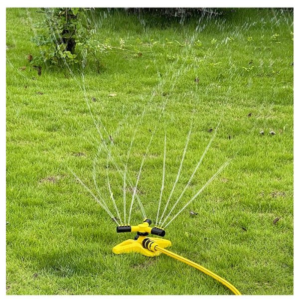 Trädgårdssprinkler - 360 graders vattning med 3 svängarmar - Roterande vattensprinkler med 12 munstycken, Pel bevattningssystem