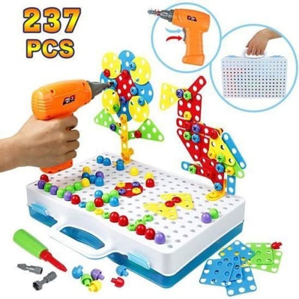 3D-konstruktionsspel för barn - YOLISTAR - 237 bitar - Montessoripussel med elektronisk borr