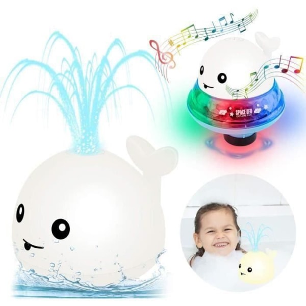 Babybadleksaker, 2 i 1 elektriska valbadleksaker Induktionssprinkler vattenspruta leksak med LED-ljus