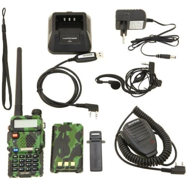 Baofeng UV-5R Walkie Talkie FM VHF/UHF-radio med Dual Band, Display, Standby och inbyggd klocka