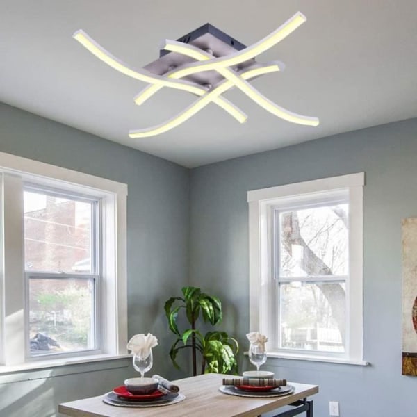 LED-takljus - böjd modern design takljus ljuskrona lampa med 4 ST vågade ljus för vardagsrummet sovrum (varm vit)