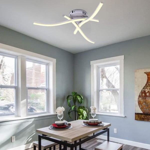 LED-takljus - böjd modern design takljus ljuskrona lampa med 3 ST vågade ljus för vardagsrummet sovrum (varm vit
