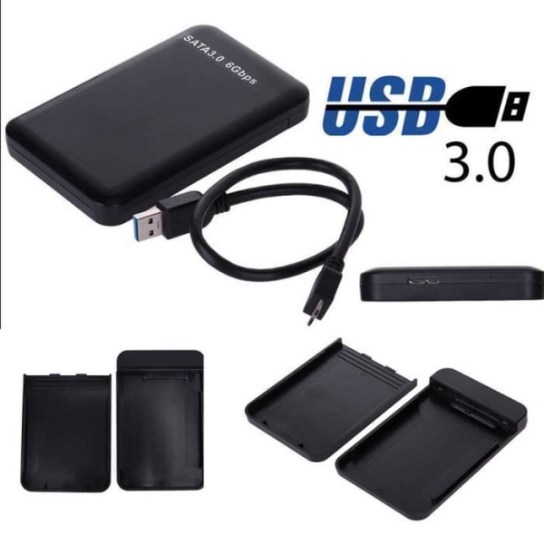Hårddiskhölje 2,5" USB3.0 SATA3.0 HDD Hårddisk Fri 6Gbps UASP-protokoll 3TB (svart)