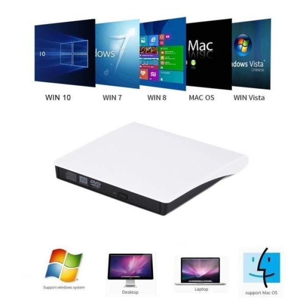 USB 3.0 Ultra Slim Portabel Extern DVD CD-brännare - Extern enhet DVD ROM CD USB CD-spelare RW Writer-R #1043