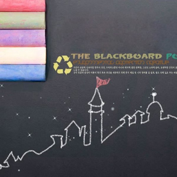 60*200 cm vattentät, avtagbar Blackboard-klistermärke gör-det-själv-dekal med 5 st krita, färger slumpmässigt