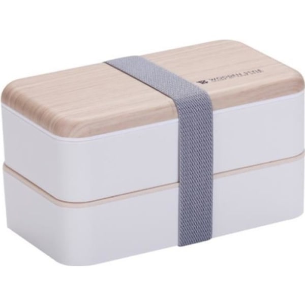 Lunchbox White Bamboo Premium Bento Box med 2 robusta bestick Bra lufttät och mikrovågs- och diskmaskinsäker BPA-fri