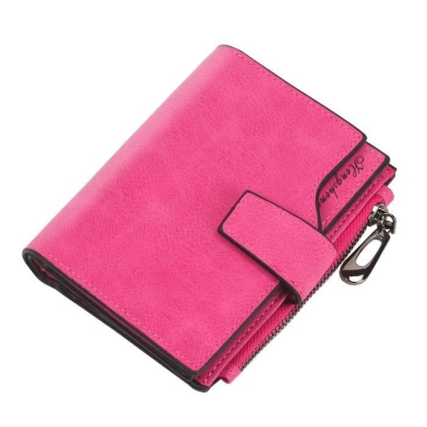 Kort plånbok för kvinnor med myntfickor Liten korthållare (rosaröd)