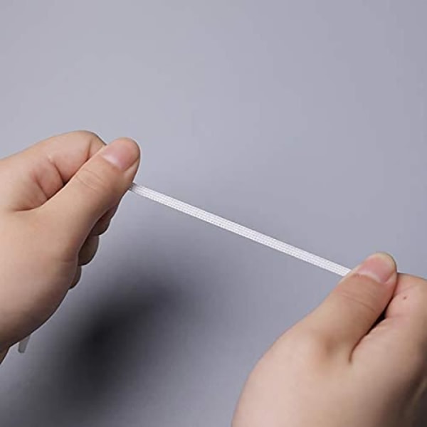 Brett vitt elastiskt band 3 mm 146 m - Spole med platt elastiskt band för tyg - Elastiskt snöre