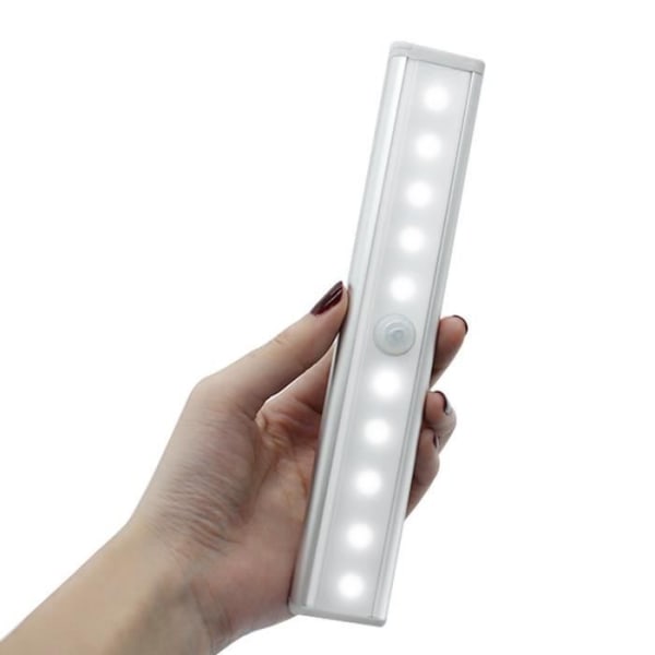 10LED rörelsesensor garderobslampa, LED-nattlampor, trappljus, självhäftande ljus, batteridriven (inga batterier)