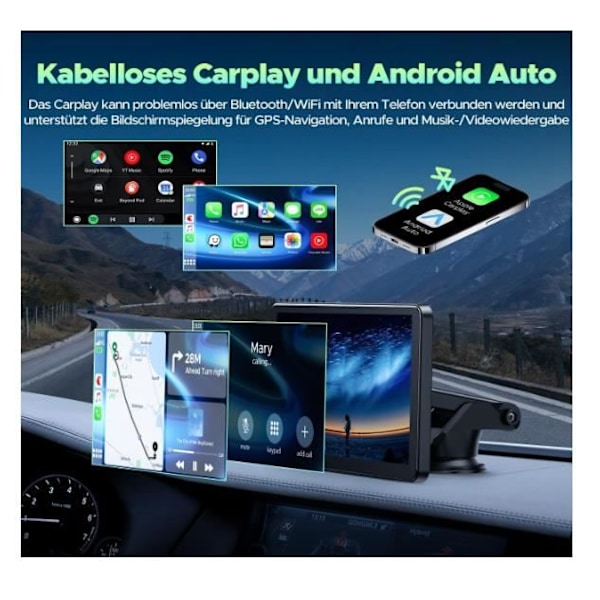 7" Wireless CarPlay och Android Auto - ZGEER - IPS Touch Screen Car Stereo - med spegellänk/Bluetooth5.0/GPS Navigat/Siri