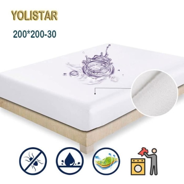 YOLISTAR- Madrassskydd 200x200-30cm | Vattentät och mikroventilerande underlägg | Mjuk och tyst