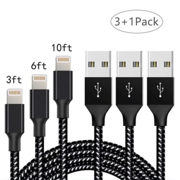Lightning till USB-kabel med, kompatibel med iPhone X/XS/XS Max/XR/8/8 Plus vit och svart