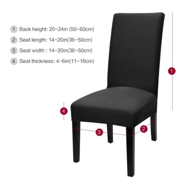 7House 6-delad stretchstolsöverdrag för matsalsinredning Lätt att rengöra och hållbart svart