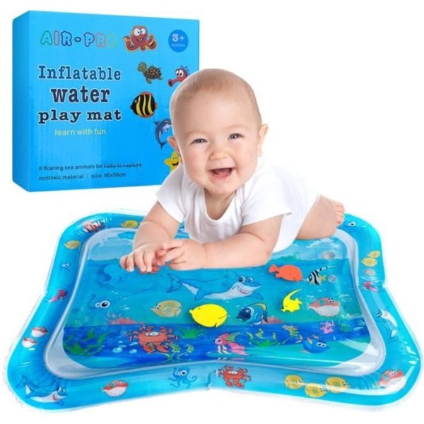 Uppblåsbar babyvattenmatta - Swonuk - Havsdesign - BPA- och ftalatfri - Blå - 66 * 50 cm