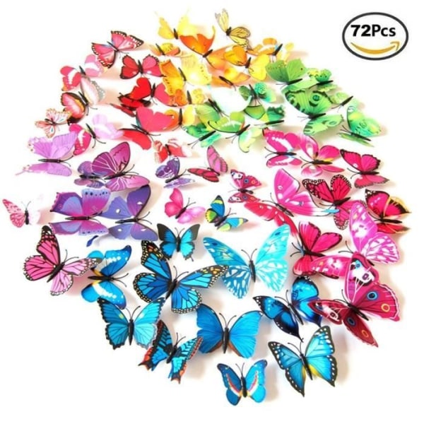 IVENCASE 72st 3D Butterfly Wall Stickers Väggdekorationer Väggkonst Hem och rumsdekorationer, 6 färger