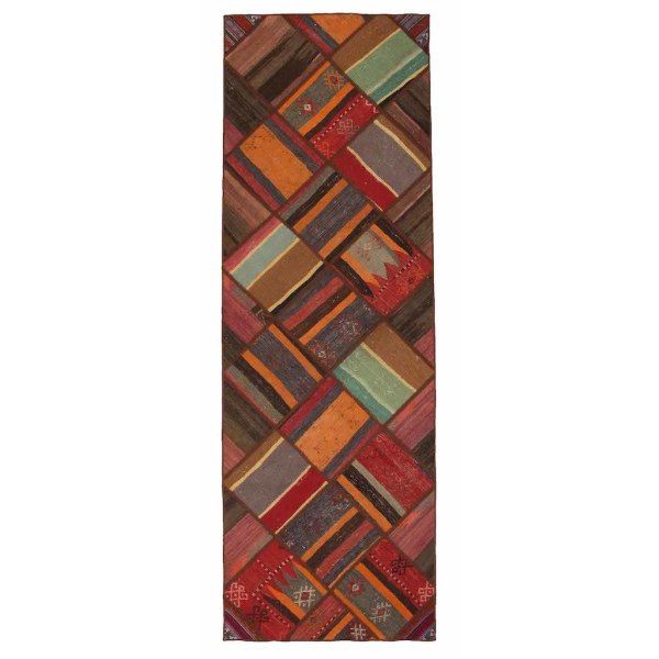 Handknuten Orientaliskt Patchworkmatta Shiraz/Azerbajdzjan 83x25 Röd