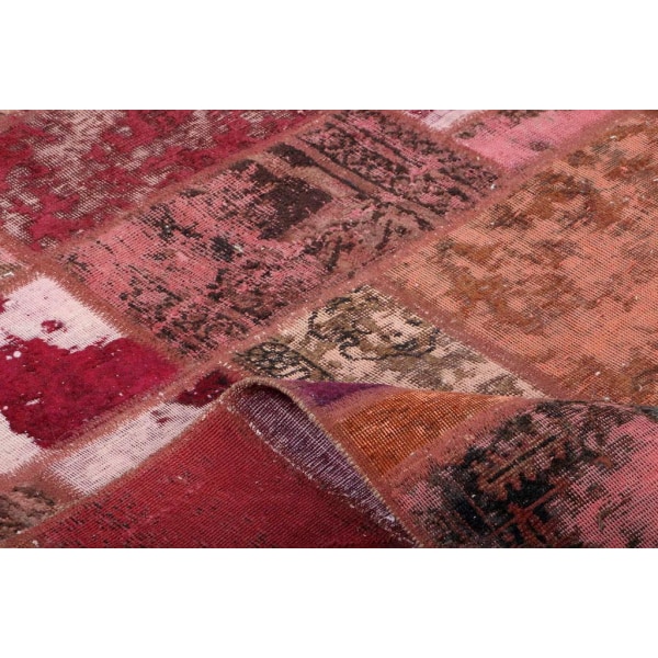 Handknuten Orientaliskt Patchworkmatta Ull/Garn Tabriz 170x239cm Röd