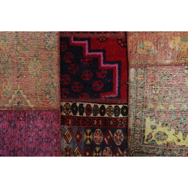 Handknuten Orientaliskt Patchworkmatta Tabriz 172x225cm Röd