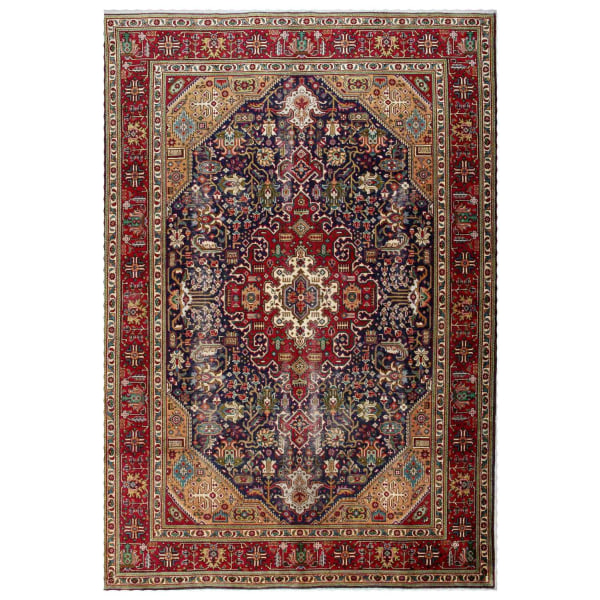 Handknuten Original Orientaliskt Vintagematta Tabriz 200x283cm Röd