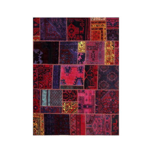 Handknuten Orientaliskt Patchworkmatta Ull/Garn 167x225cm Röd