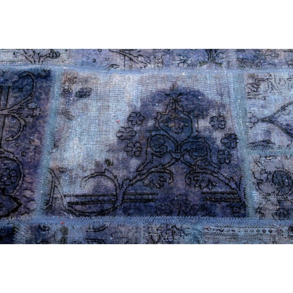 Handknuten Orientaliskt Patchworkmatta Ull/Garn 130x168cm Blå