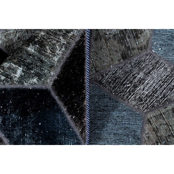 Handknuten Orientaliskt Patchworkmatta Ull/Garn 143x214cm Blå