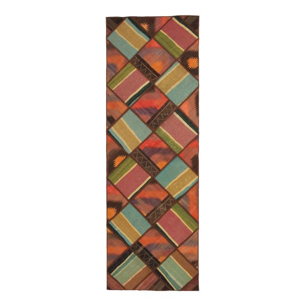 Handknuten Orientaliskt Patchworkmatta Shiraz/Azerbajdzjan 83x25 multifärg