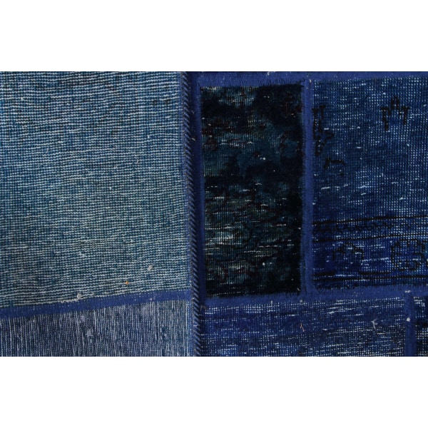 Handknuten Orientaliskt Patchworkmatta Ull/Garn Mörkblå/Blå 138x Blå