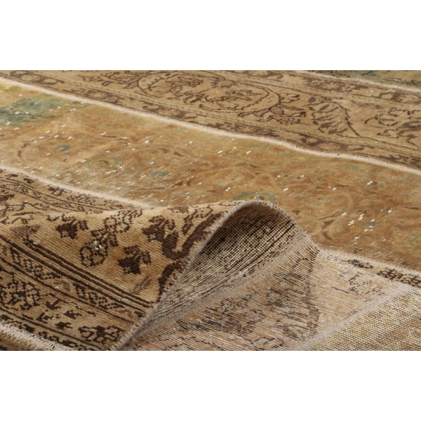 Handknuten Orientaliskt Patchworkmatta Ull/Garn 193x270cm Brun