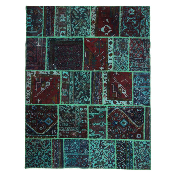 Handknuten Orientaliskt Patchworkmatta Ull/Garn 167x220cm Grön