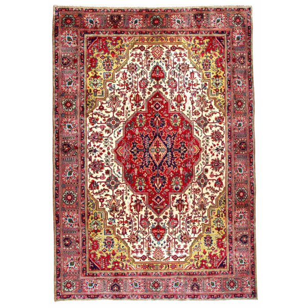 Handknuten Orientaliskt Patinamatta Tabriz 199x288cm Röd