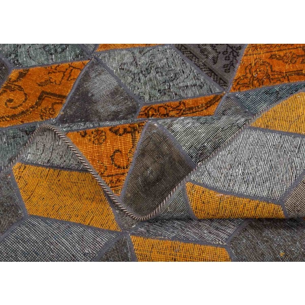 Handknuten Orientaliskt Patchworkmatta Ull/Garn 141x215cm Svart