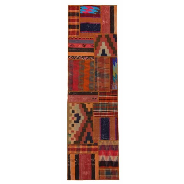 Handknuten Orientaliskt Patchworkmatta Shiraz/Azerbajdzjan 71x25 Röd