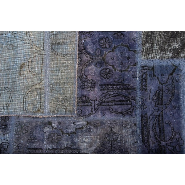 Handknuten Orientaliskt Patchworkmatta Ull/Garn 130x168cm Blå