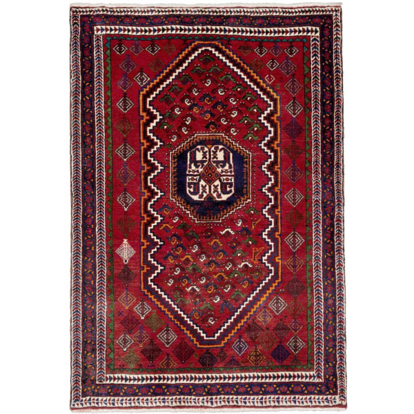 Handknuten Orientaliskt Patinamatta Shiraz 115x172cm Röd