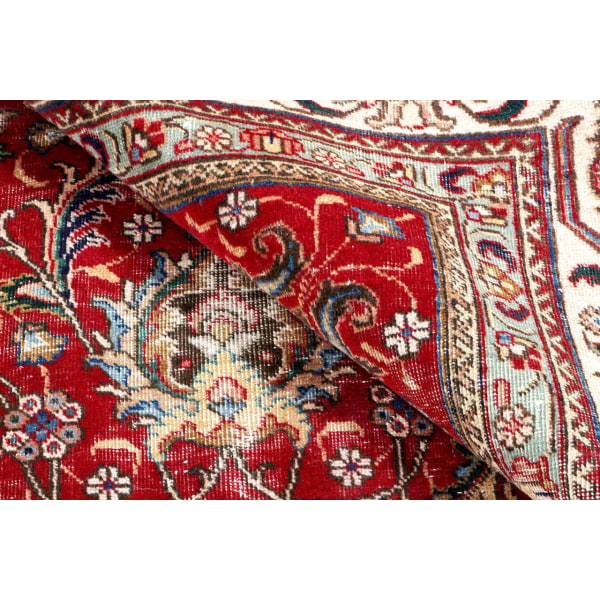 Handknuten Original Orientaliskt Vintagematta Tabriz 288x330cm Röd