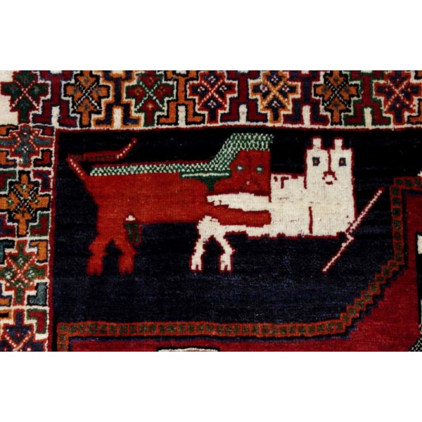 Handknuten Orientaliskt Patinamatta Shiraz 127x188cm Röd