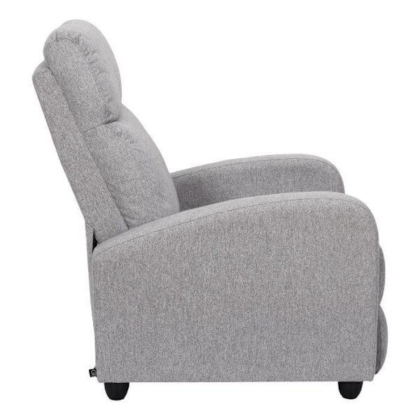 Rentoutumistuoli - HOME DECO FACTORY - DREAM - Kallistettava - Harmaa Kangas - Puuta - L 67 x P 98 x K 97 cm