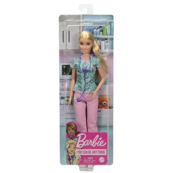 Barbie - Barbie sygeplejerske - Dukke Mannequin - Fra 3 år GTW39 Rosa