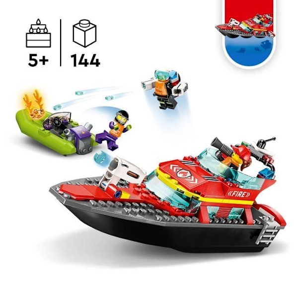 LEGO® City 60373 palopelastusvene, kelluva lelu, vesireppu ja minihahmot Flerfärgad