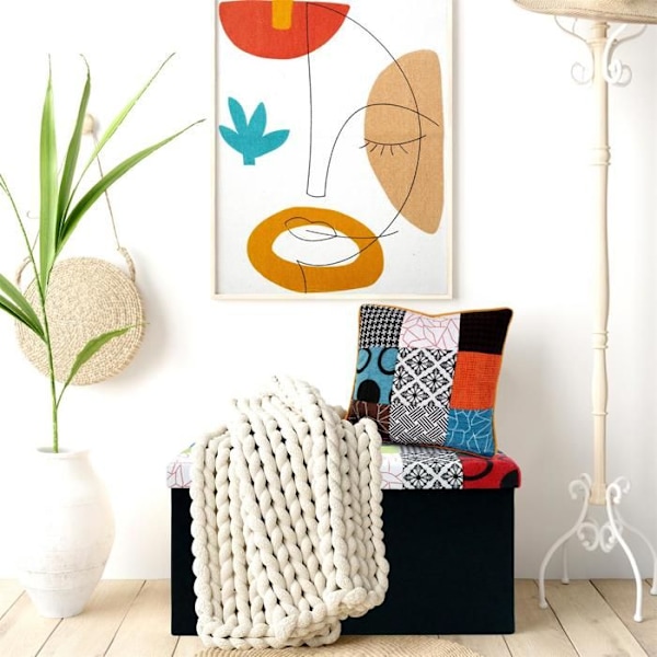 Tyyny - Home Deco Factory - HD6499 - Irrotettava - Monivärinen patchwork - 40 x 40 cm Patchwork hvid, sort, grå, orange, 