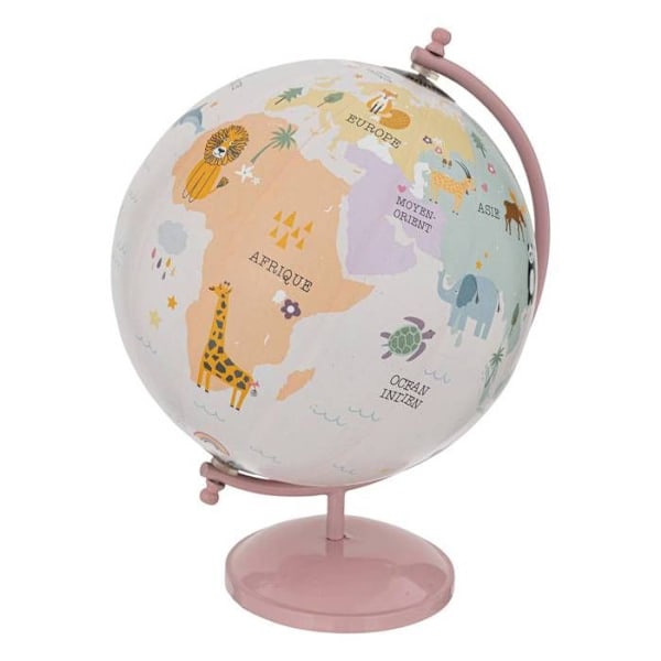 Globe Terrestre Barn - ATMOSPHERA - Djur - Metall - 28 cm - Rosa