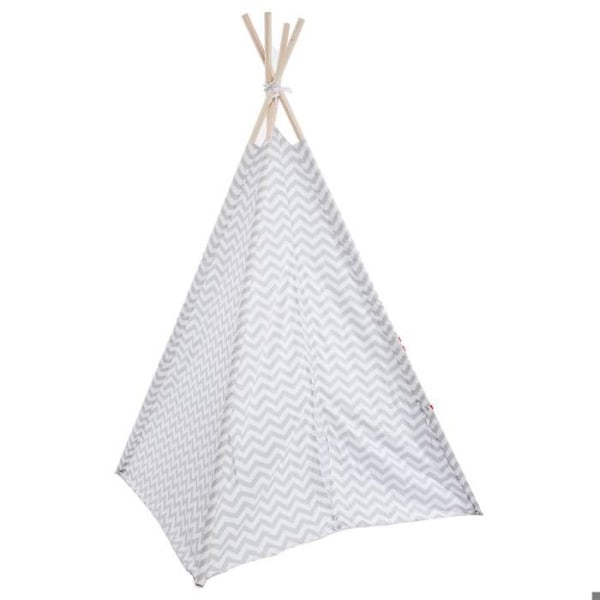 Tipi til børn - ATMOSPHERA - Grå - Polyester og poppel - Hvidt og gråt zigzag print Grå