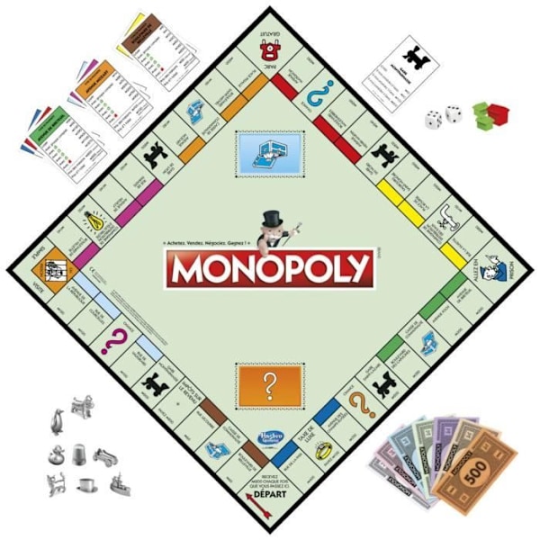 Classic Monopoly - Peli perheille ja lapsille - 2-6 pelaajaa - 8-vuotiaasta alkaen Flerfärgad