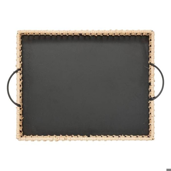 Sæt med 2 bakker - Atmosphera - Kosy - Metal og rattan - Beige - 37,5x30,5cm og 30,5x24,5cm Beige