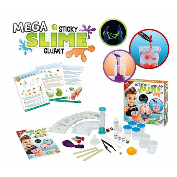 BUKI Mega slime kit - BUKI FRANCE - Slime sæt til at lave sikre klæbrige blandinger - 15 aktiviteter