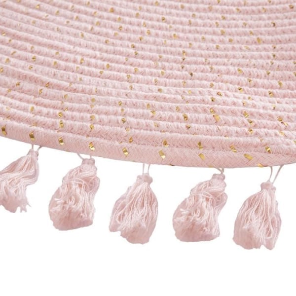 Tæppe - ATMOSPHERA - Plys tæppe i lyserød - Ø 90 cm - Guld lurex - Bomuld og polyester Rosa / Gul