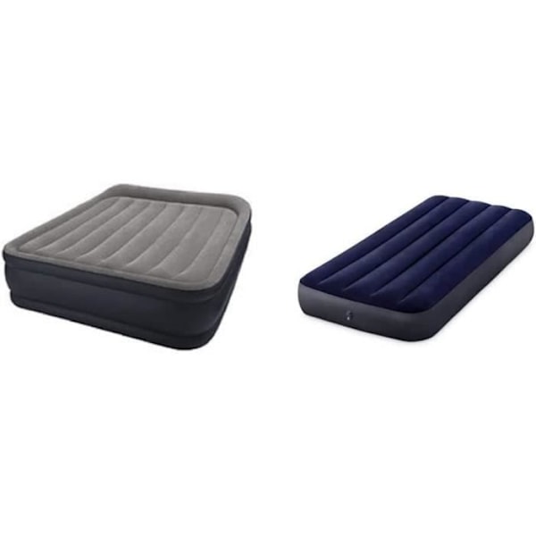 Intex uppblåsbar Deluxe Kudde Rest Hög - elektrisk 2 pers & Classic Downy Blå madrass