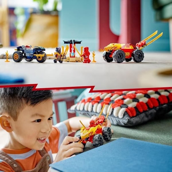 LEGO® NINJAGO 71789 Kai och Ras bil- och motorcykelstrid, leksak för barn från 4 år och uppåt Flerfärgad