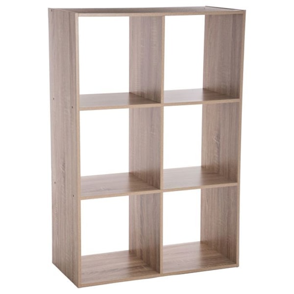 Træhylde - Mix - 6 rum - Naturlig - Soveværelsesmøbel - Essentiel Beige